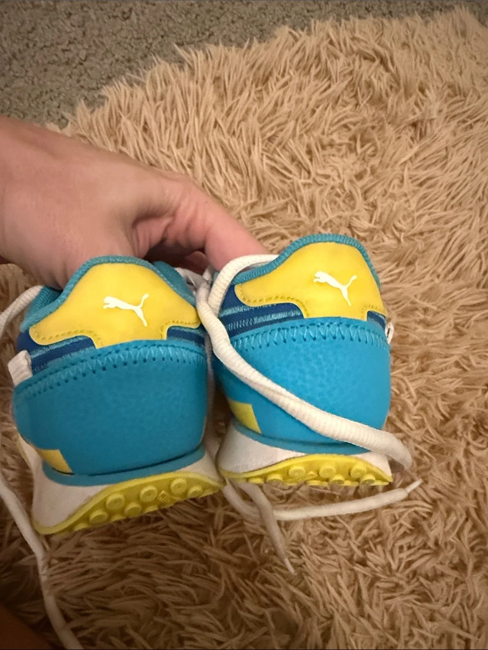 Puma Kids Blue, Yellow & White Lightweight Sneakers